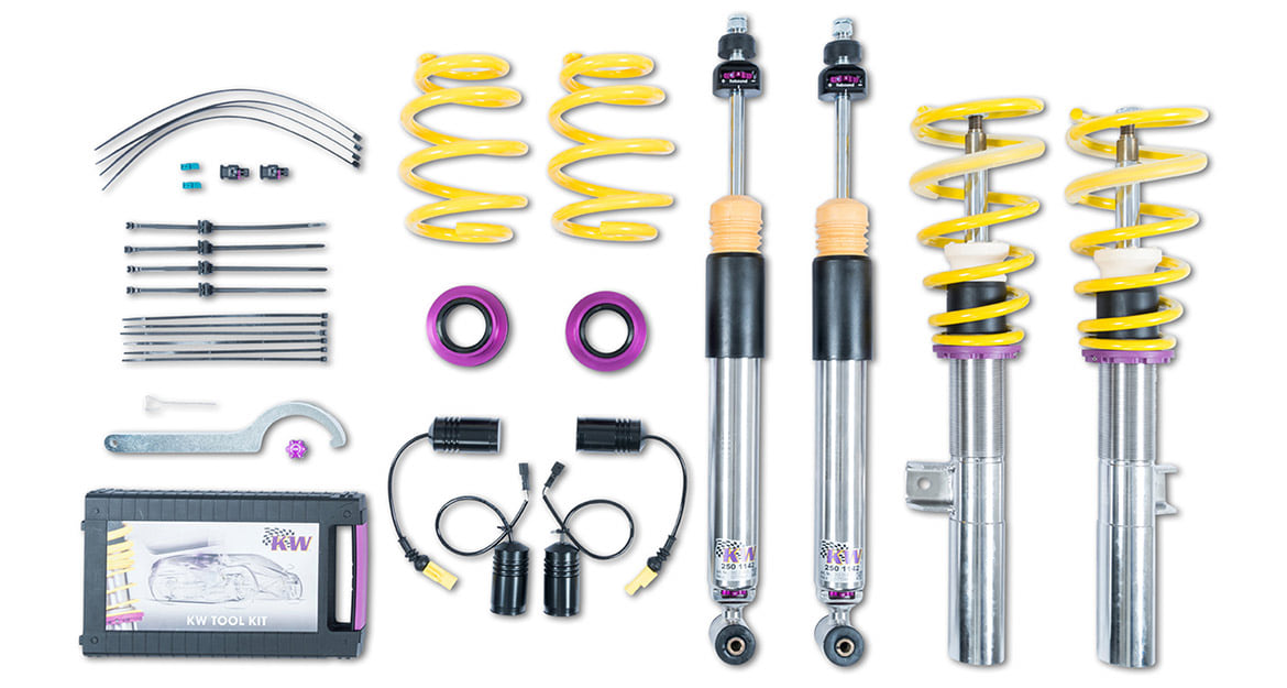 While the KW Clubsport coilover is available for the sporty Mercedes-AMG A35 4MATIC sedan in addition to the KW coilover Variant 3, the KW coilover Variant 1 is also available for all other engine versions.